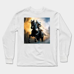 Knight Riding a Black Horse Long Sleeve T-Shirt